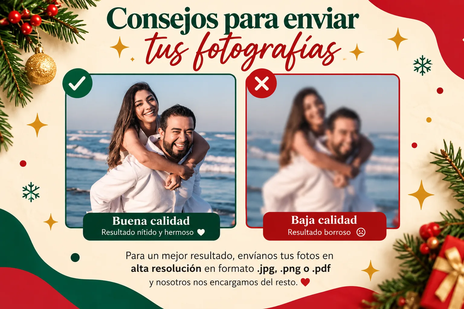 Consejos para fotos magnéticas navideñas Consejos para preparar fotografías para imanes navideños