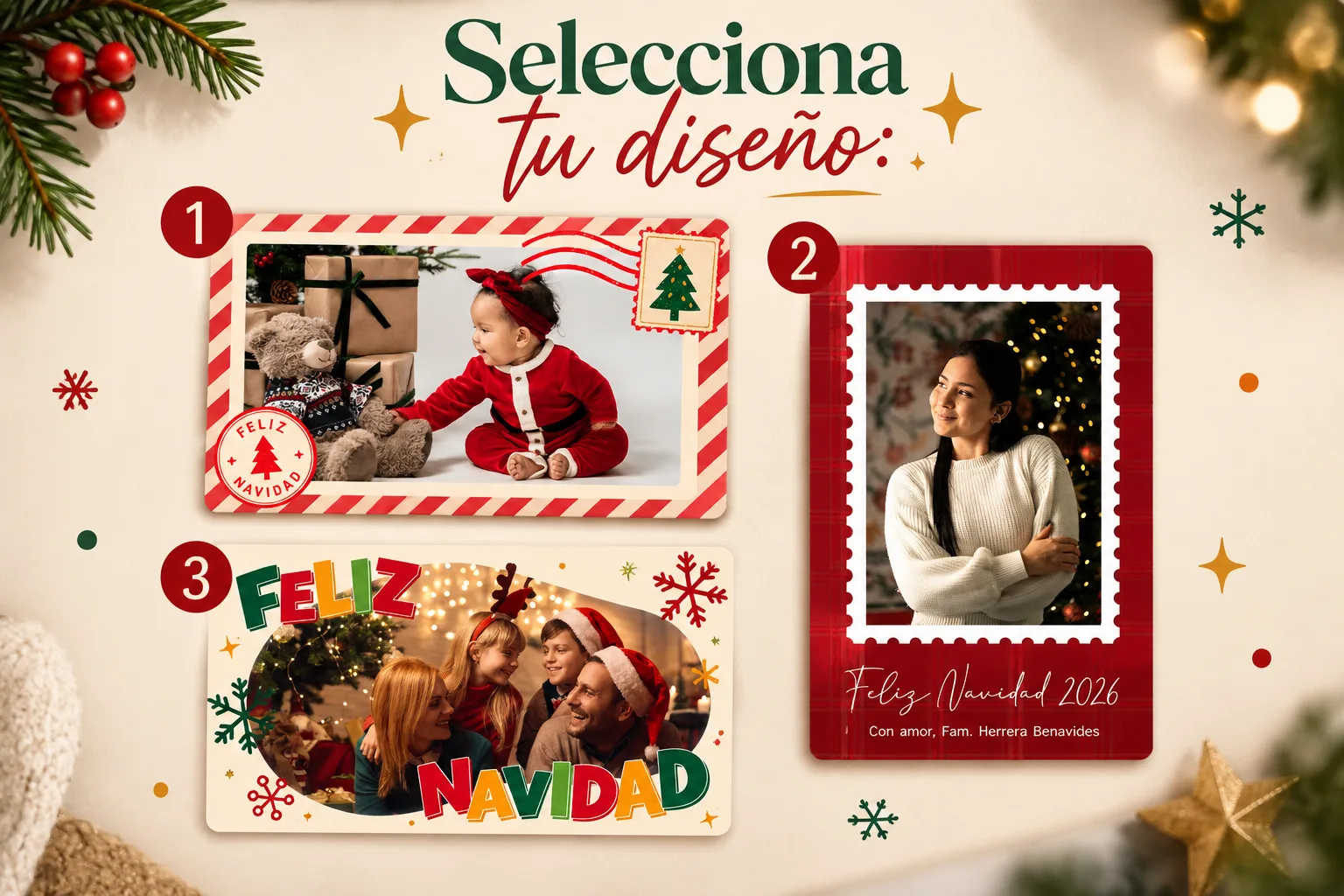 Guía para elegir diseño navideño Guía para seleccionar el diseño de tus fotos magnéticas navideñas