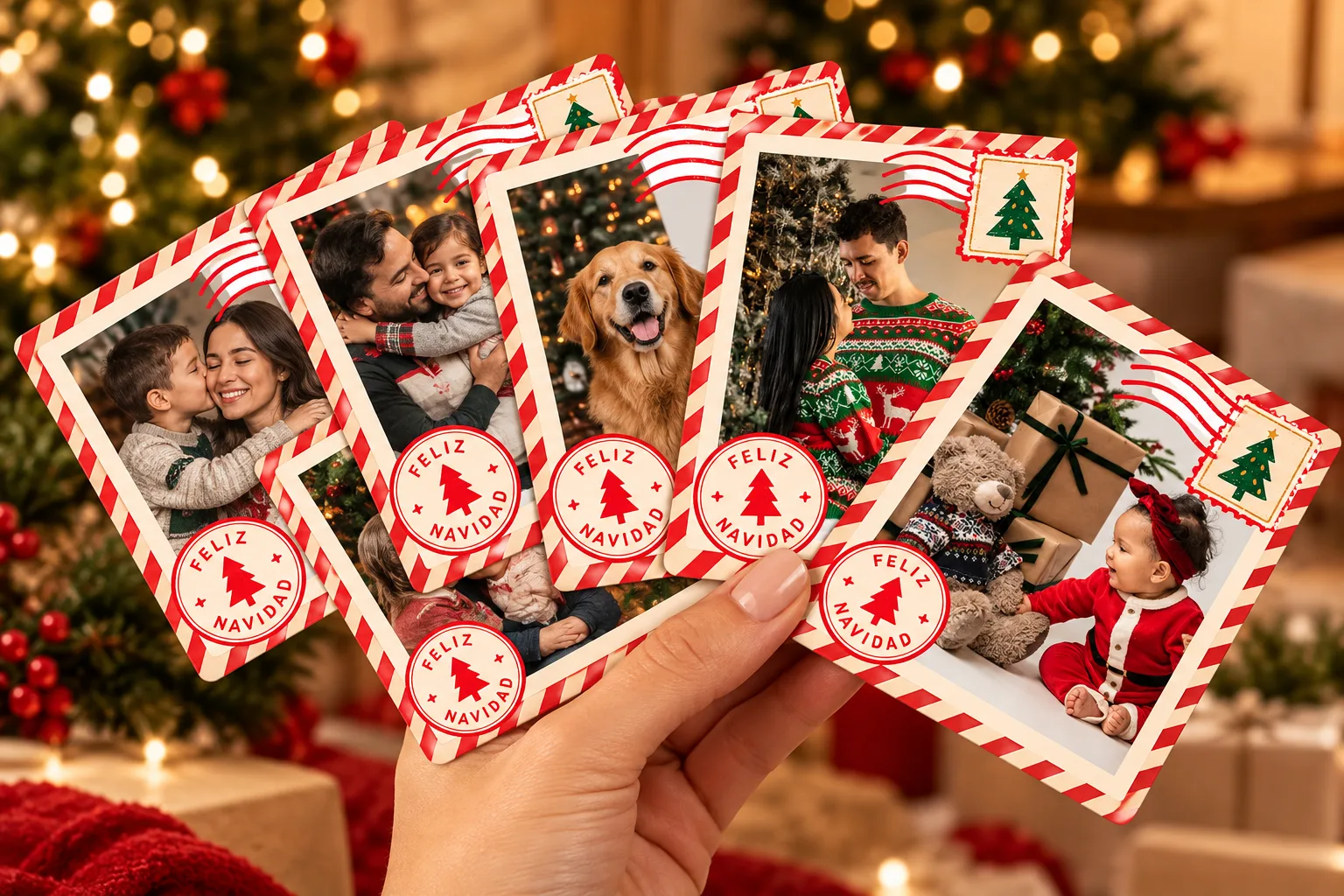 Postales navideñas personalizadas Postales y fotos magnéticas navideñas con recuerdos familiares